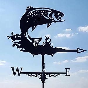 Fish Metal Weathervane, Vintage Weather Vane Hollow Wind .